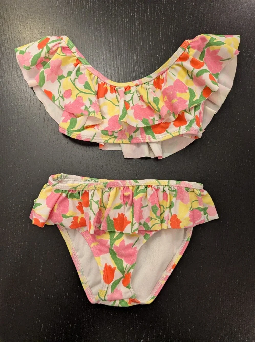 Janie and Jack Pink Multi Floral Ruffle Two-Piece Swim Set